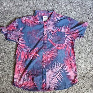 Levi's Hawaiian Button Down Men's Large Blue/Red Floral Print Short Sleeve Shirt
